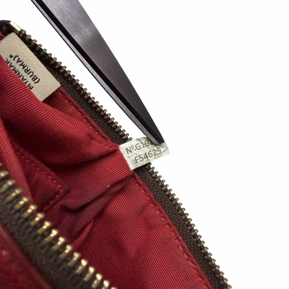 Coach Large Corner Zip Canvas Leather‎ Monogram Wristlet Brown Red Wallet F54629